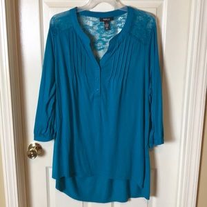 Style & Co Tunic Top High low Hem and Lace Detail Size 2X
